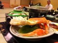 観洋での夕食　あわびの踊り焼き